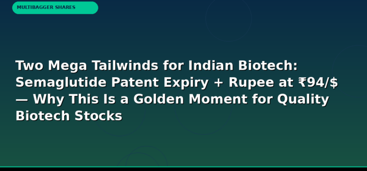 Two Mega Tailwinds for Indian Biotech: GLP-1 Drug Patent Expiry + Rupee at ₹94/$ — Why This Is a Golden Moment for Quality Biotech Stocks Two Mega Tailwinds for Indian Biotech: GLP-1 Drug Patent Expiry + Rupee at ₹94/$ — Why This Is a Golden Moment for Quality Biotech Stocks