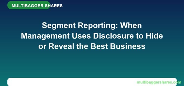 Gradient banner with MULTIBAGGER SHARES logo, large headline about Segment Reporting and disclosure, and a white rounded bar at bottom with multibaggershares.com on the right.
