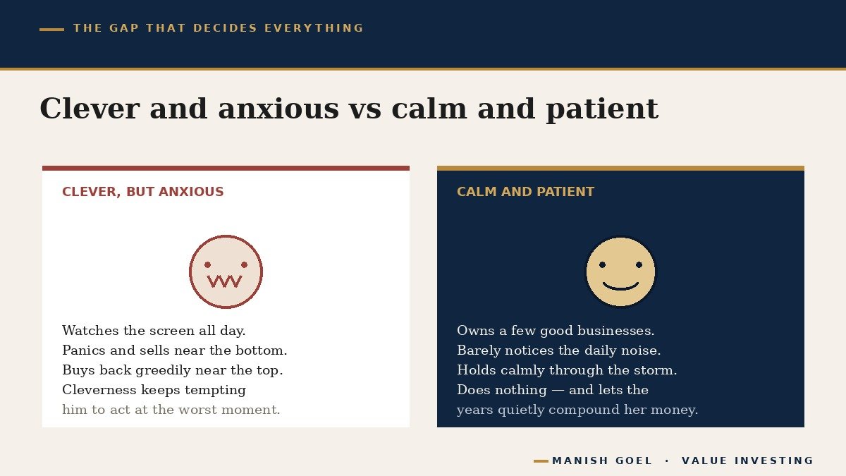 A clever but anxious investor compared with a calm patient investor