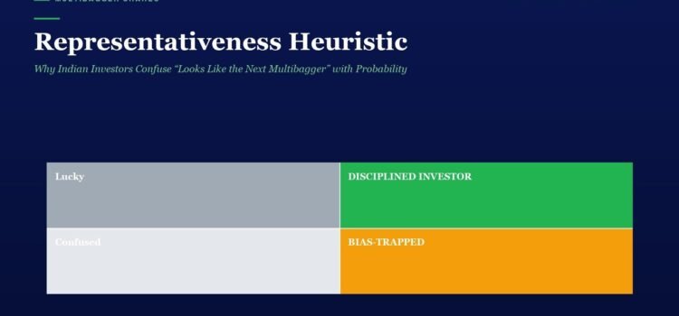 Infographic showing four quadrants: Lucky (gray), Disciplined Investor (green), Confused (light gray), Bias-Trapped (orange).
